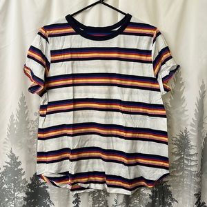 Old Navy Ringer Tshirt rainbow stripe retro vibes. 100% size XL